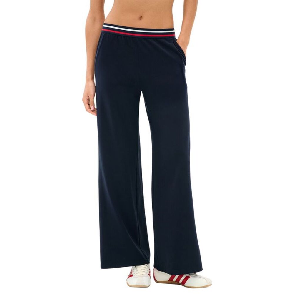 Splits59 Navy Wide-Leg Track Pants with Red & White Waistband